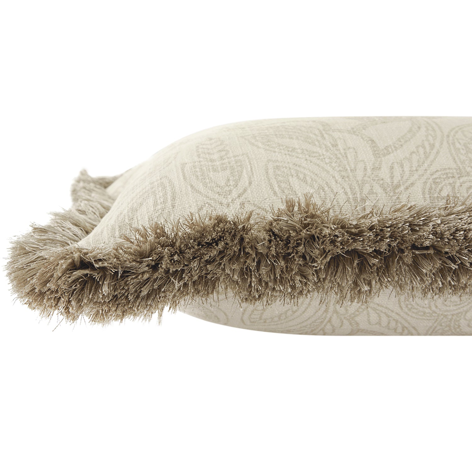 Kyra Floral Printed Linen Fringed Rectangular Cushion