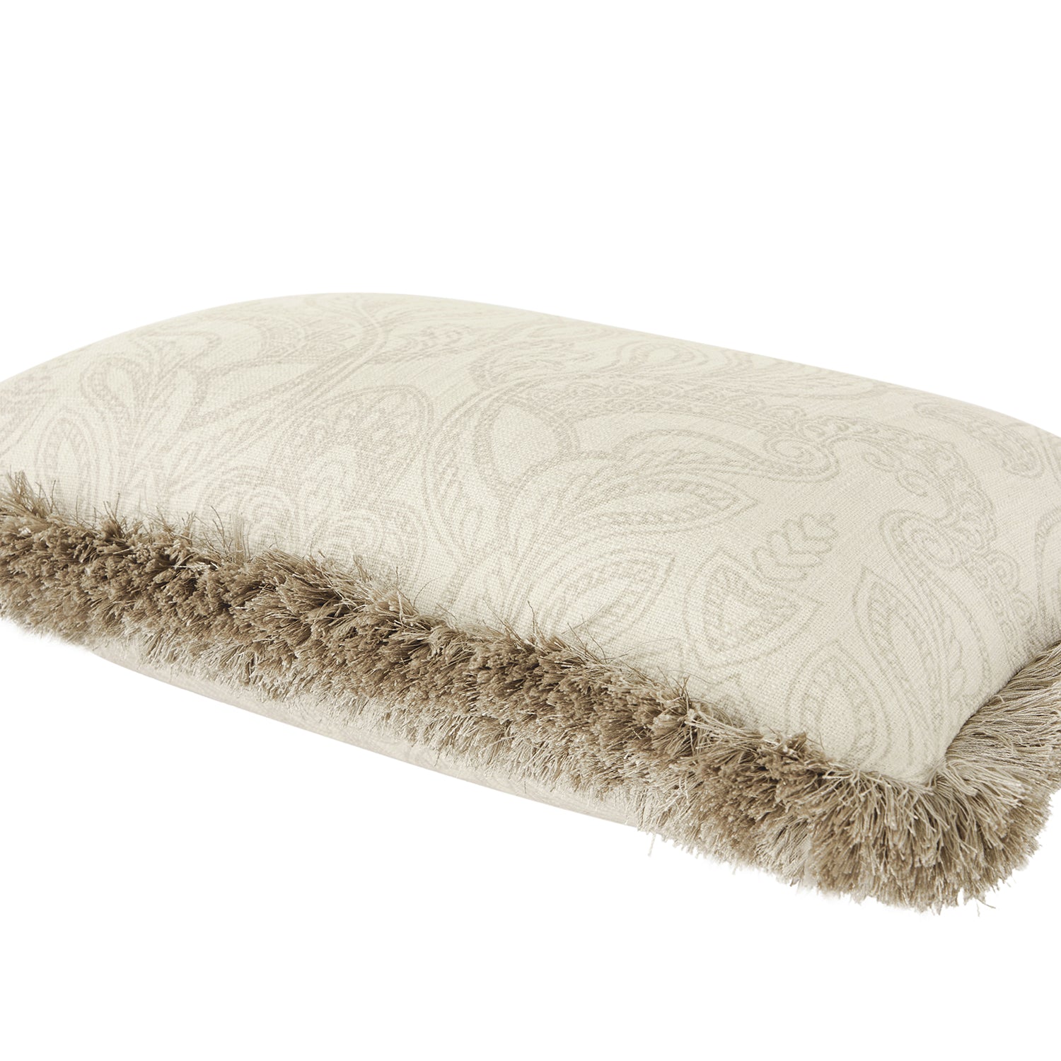 Kyra Floral Printed Linen Fringed Rectangular Cushion