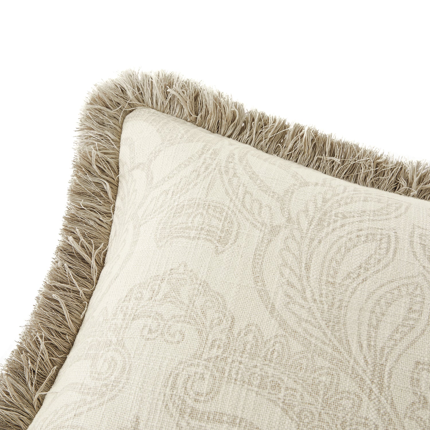 Kyra Floral Printed Linen Fringed Rectangular Cushion