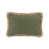 Kyra Spruce Green Linen Fringed Rectangular Cushion - daals
