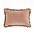 Kyra Flamingo Pink Cotton Velvet Natural Fringed Rectangular Cushion