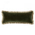 Kyra Seaweed Green Cotton Velvet Natural Fringed Lumbar Cushion