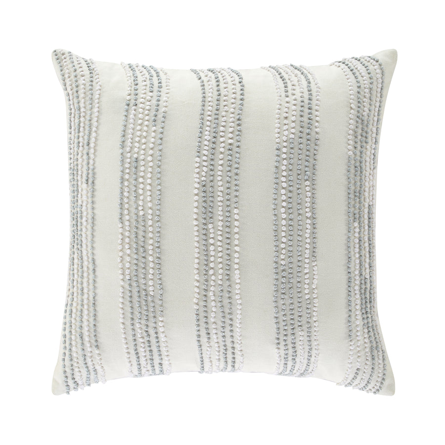 Indigo Collection Laguna French Knot White & Blue Cotton Cushion