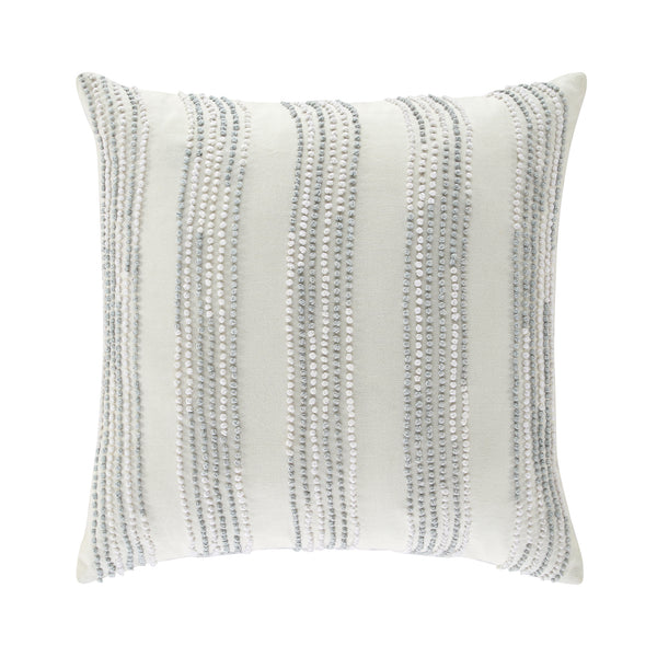 Indigo Collection Laguna French Knot White & Blue Cotton Cushion