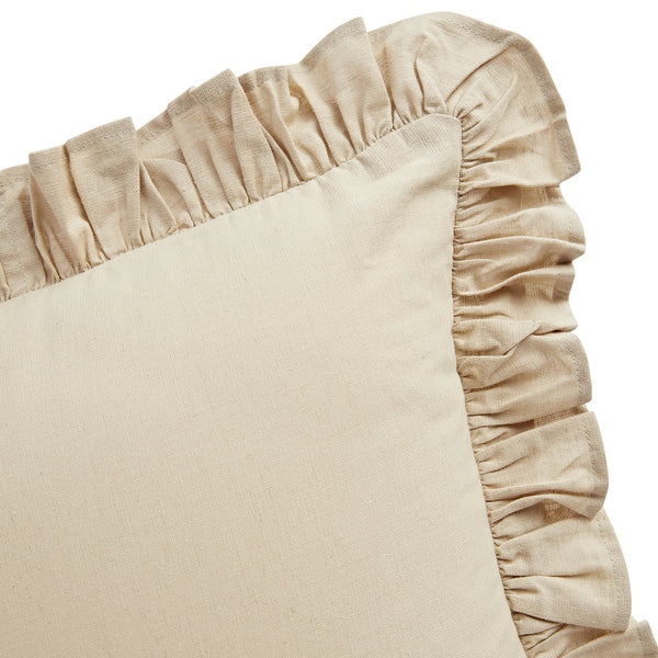 Lucinda Natural Ruffle Linen Blend Cushion