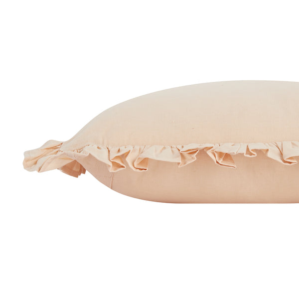 Lucinda Peach Melba Ruffle Linen Blend Cushion