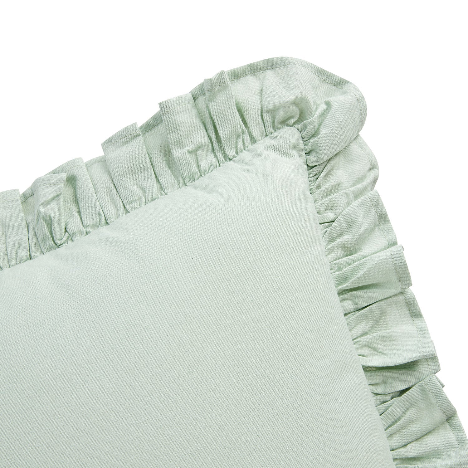 Lucinda Seafoam Green Ruffle Linen Blend Cushion