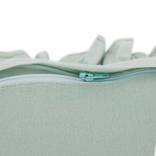 Lucinda Seafoam Green Ruffle Linen Blend Cushion