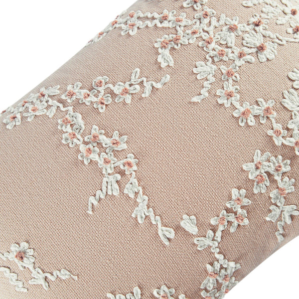 Lula Pink Blossom Embroidered Rectangular Cushion - daals