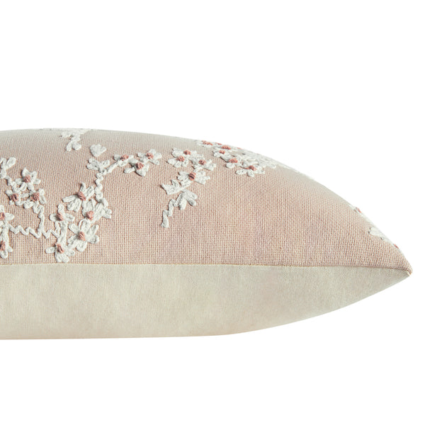 Lula Pink Blossom Embroidered Rectangular Cushion - daals