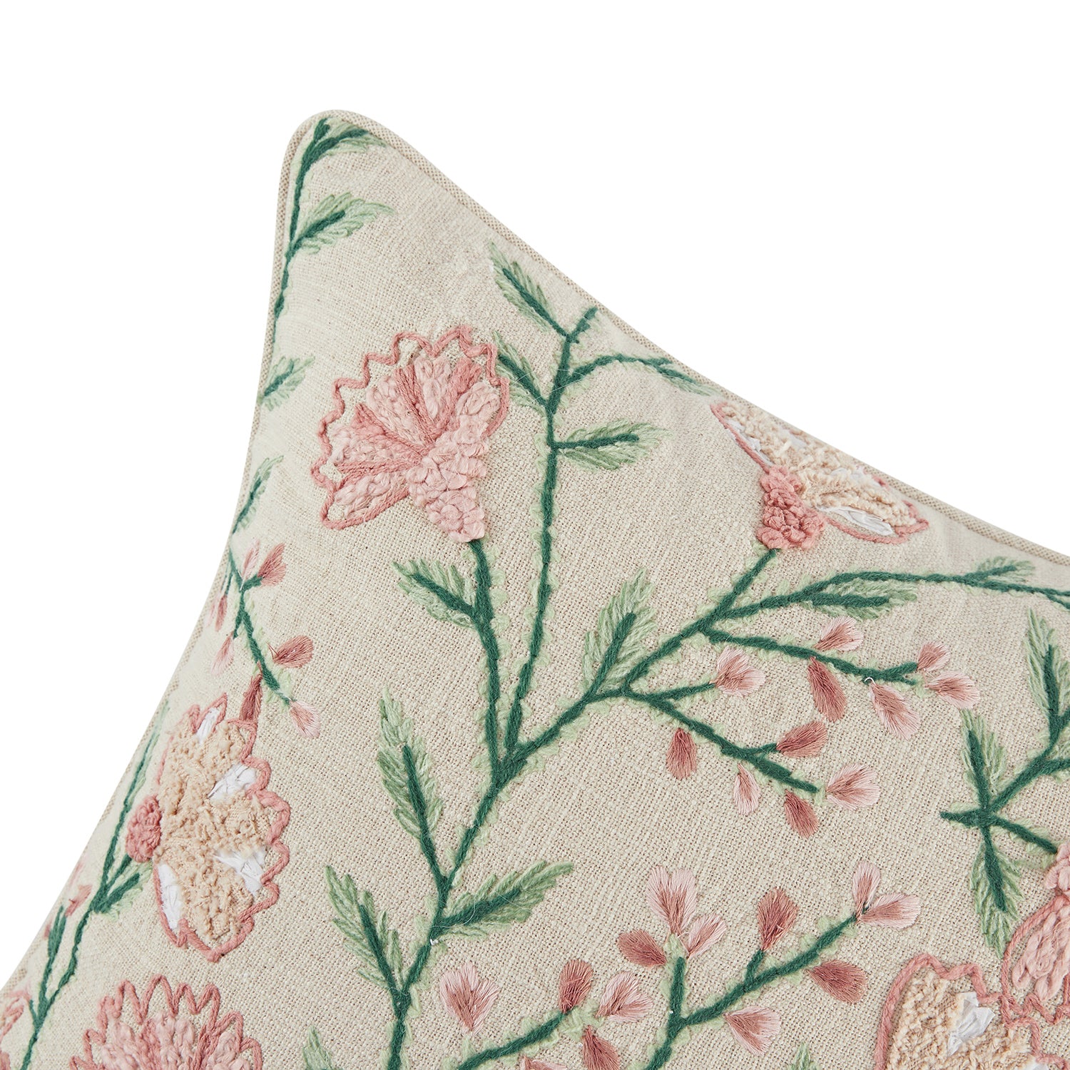 Lula Flourish Blush Floral Embroidered Cushion