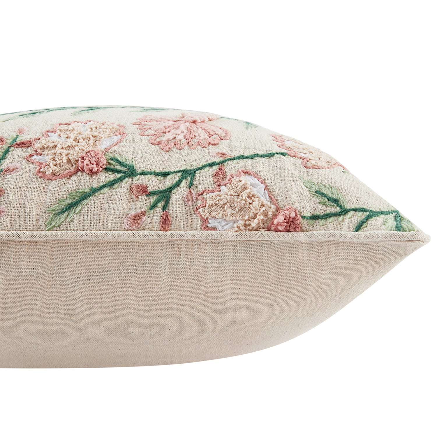 Lula Flourish Blush Floral Embroidered Cushion