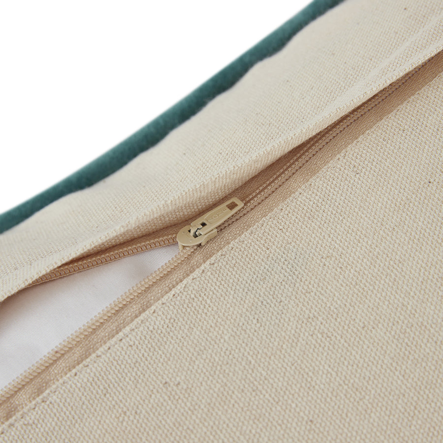 Lula Teal Meadow Serenade Embroidered Cotton Velvet Cushion