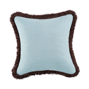 Mabel Blue Linen Cocoa Fringed Cushion