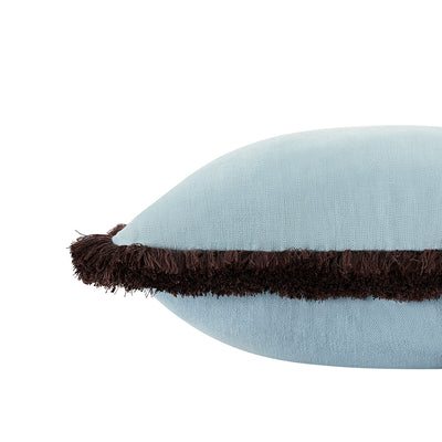 Mabel Blue Linen Cocoa Fringed Cushion