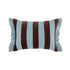 Mabel Blue Linen & Cocoa Cotton Velvet Striped Reversible Ruffle Rectangular Cushion