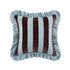 Mabel Blue Linen & Cocoa Cotton Velvet Striped Reversible Ruffle Cushion