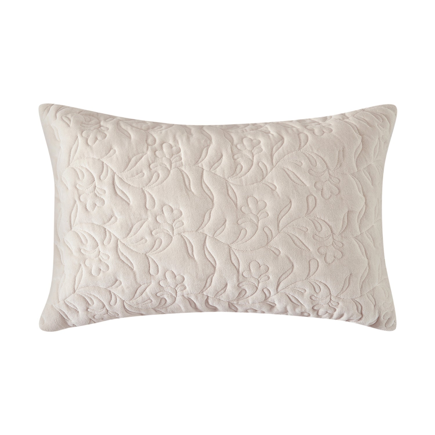 Maison Cream Floral Quilted Cotton Velvet Cushion