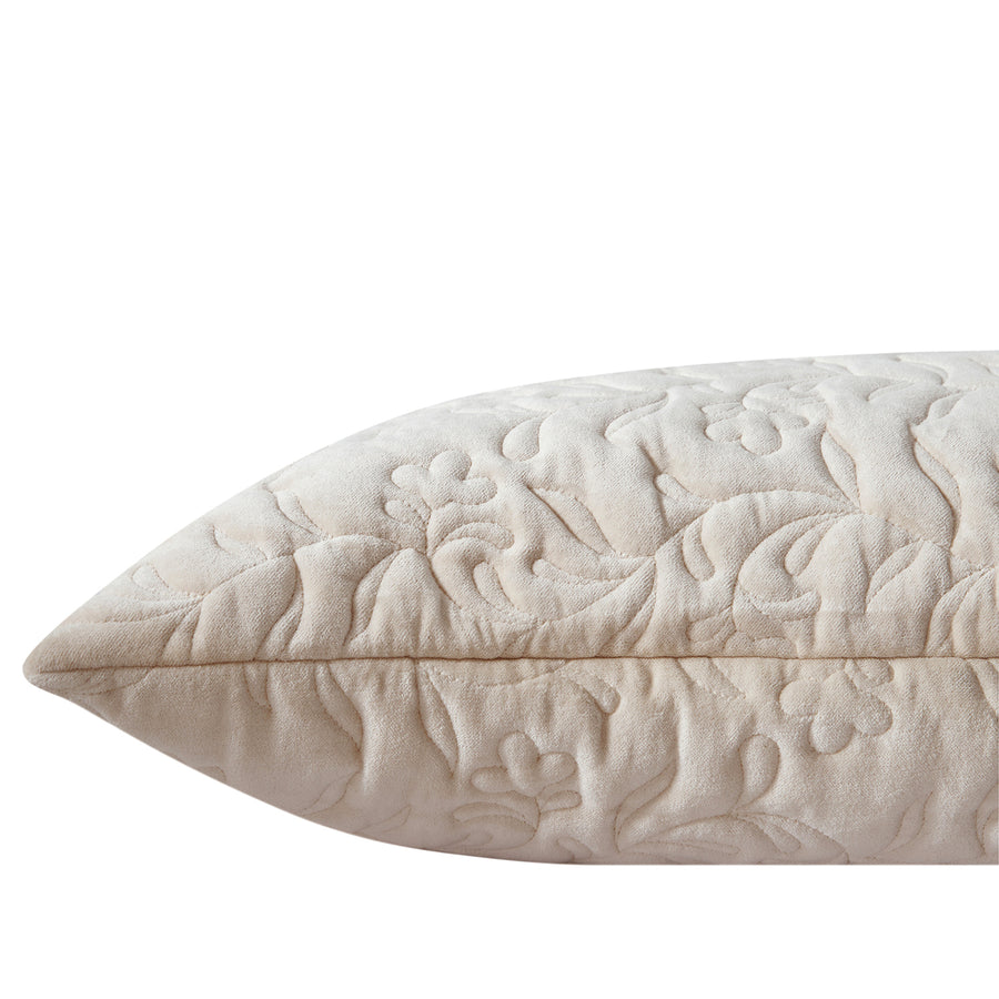 Maison Cream Floral Quilted Cotton Velvet Cushion