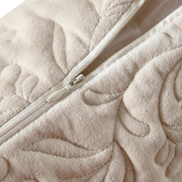 Maison Cream Floral Quilted Cotton Velvet Cushion