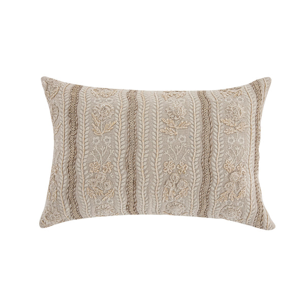 Maison Neutral Sophia Jute Lace Embroidered Cushion