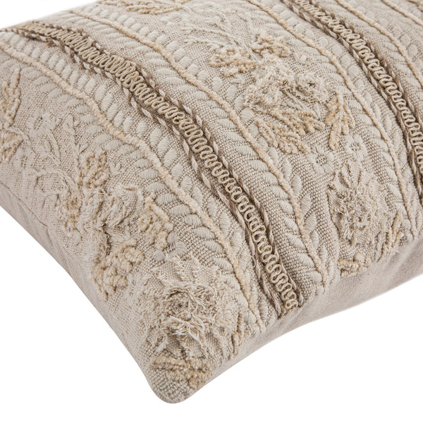 Maison Neutral Sophia Jute Lace Embroidered Cushion