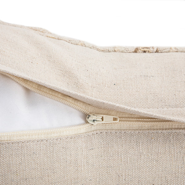 Maison Neutral Sophia Jute Lace Embroidered Cushion