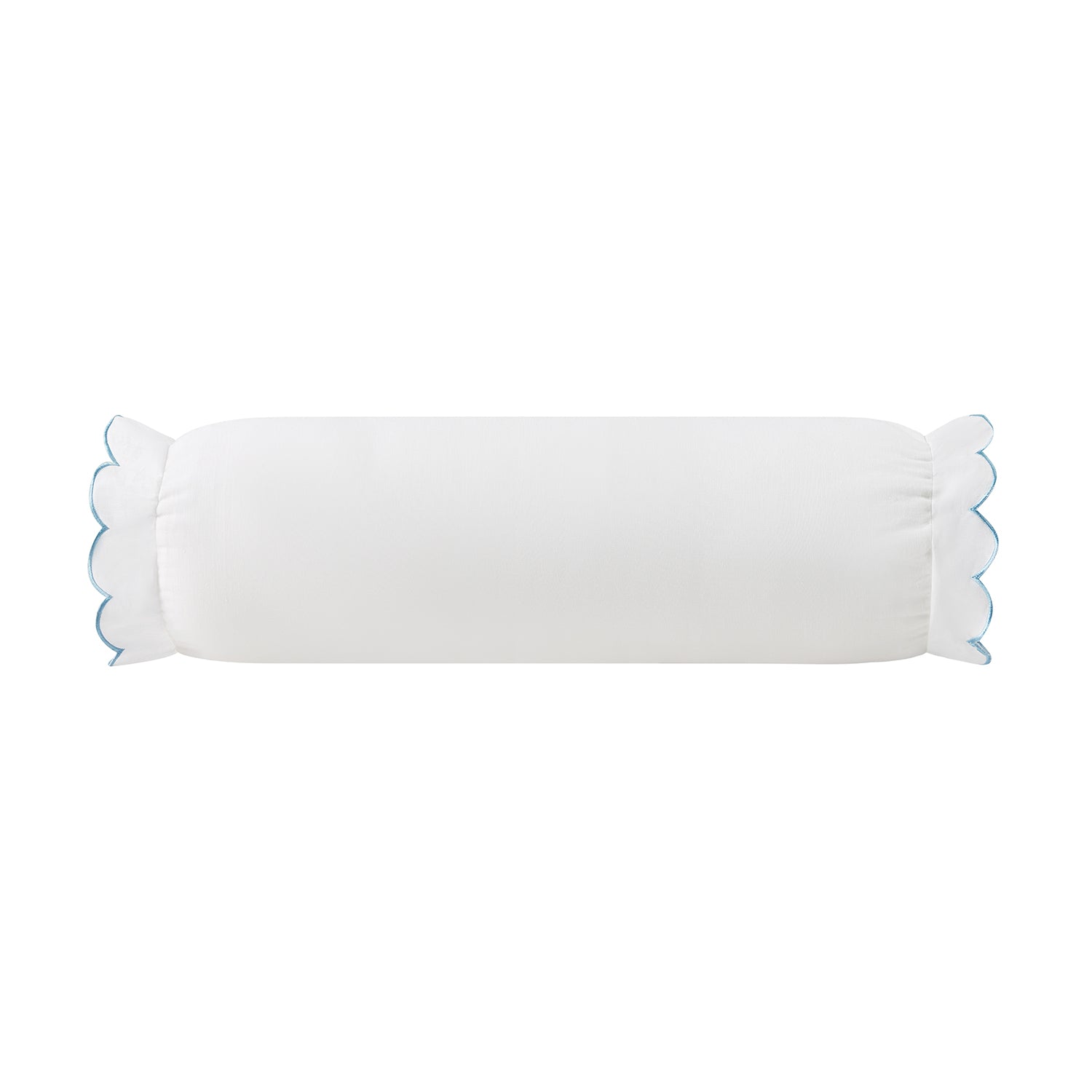 Margot Bluebell Blue Scallop Linen Blend Bolster Cushion