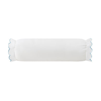 Margot Bluebell Blue Scallop Linen Blend Bolster Cushion