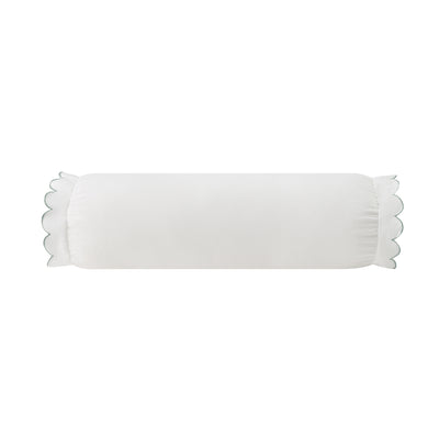 Margot Pistachio Green Scallop Linen Blend Bolster Cushion