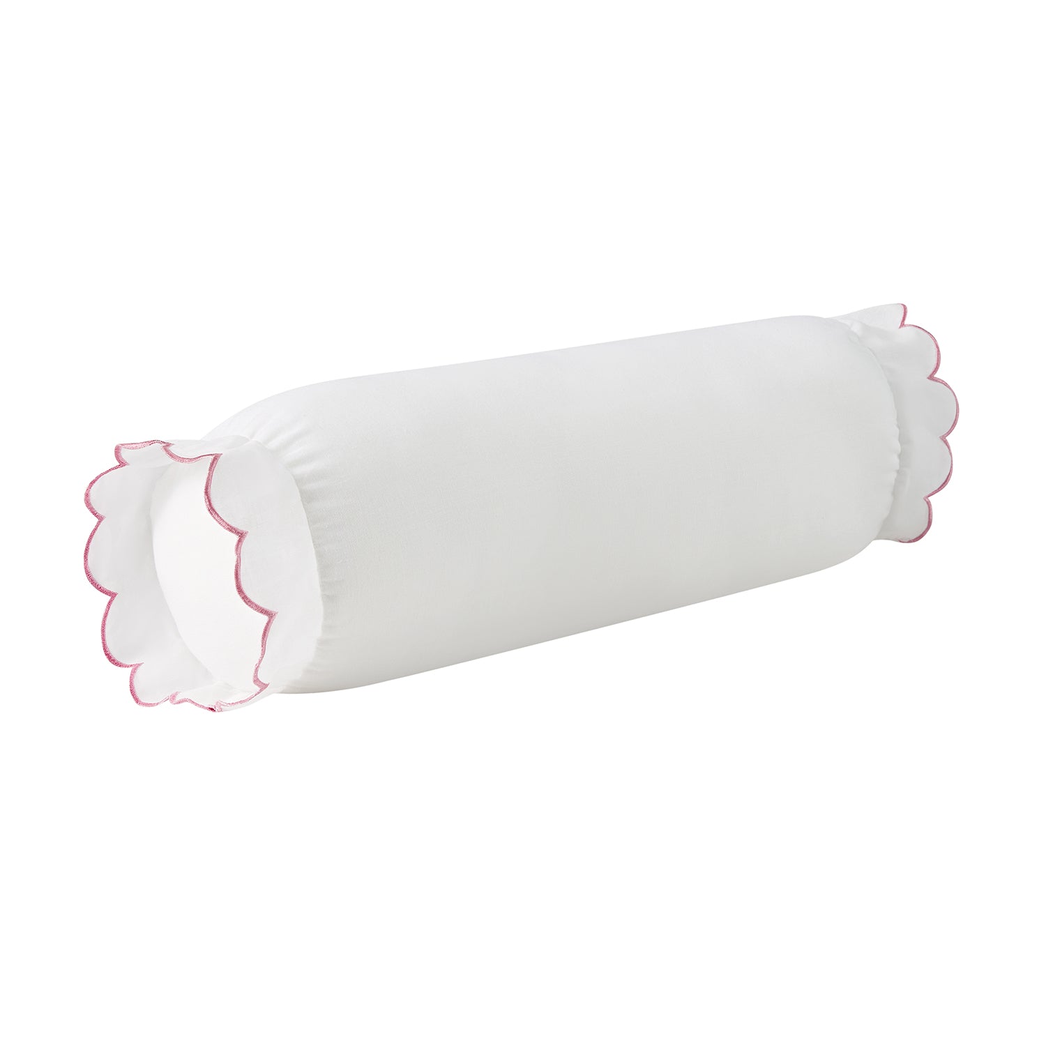 Margot Rose Pink Scallop Linen Blend Bolster Cushion