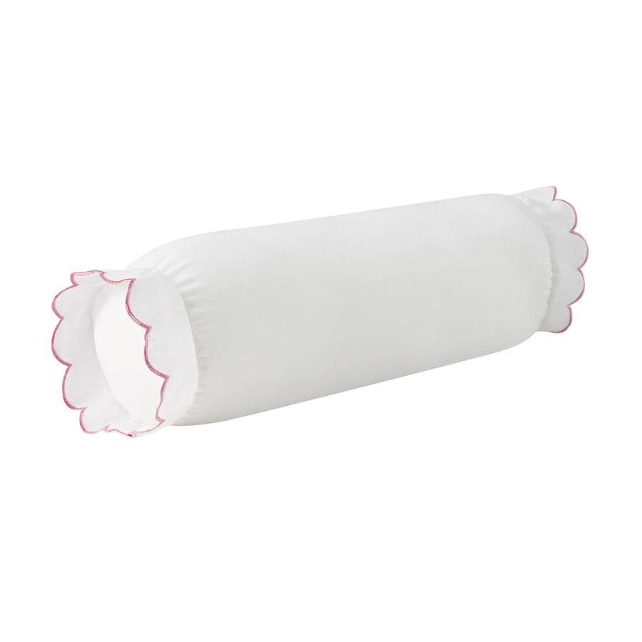 Margot Rose Pink Scallop Linen Blend Bolster Cushion