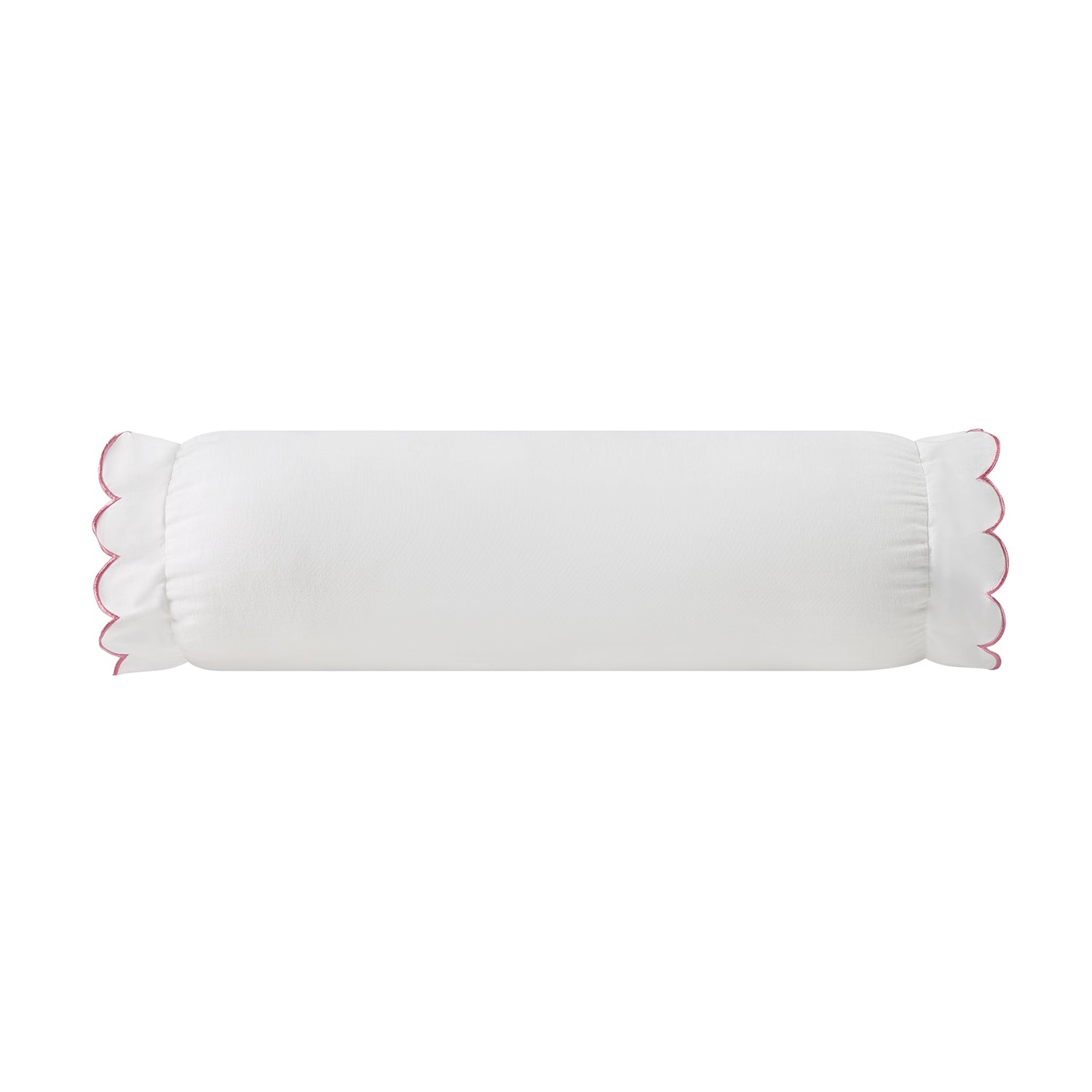 Margot Rose Pink Scallop Linen Blend Bolster Cushion
