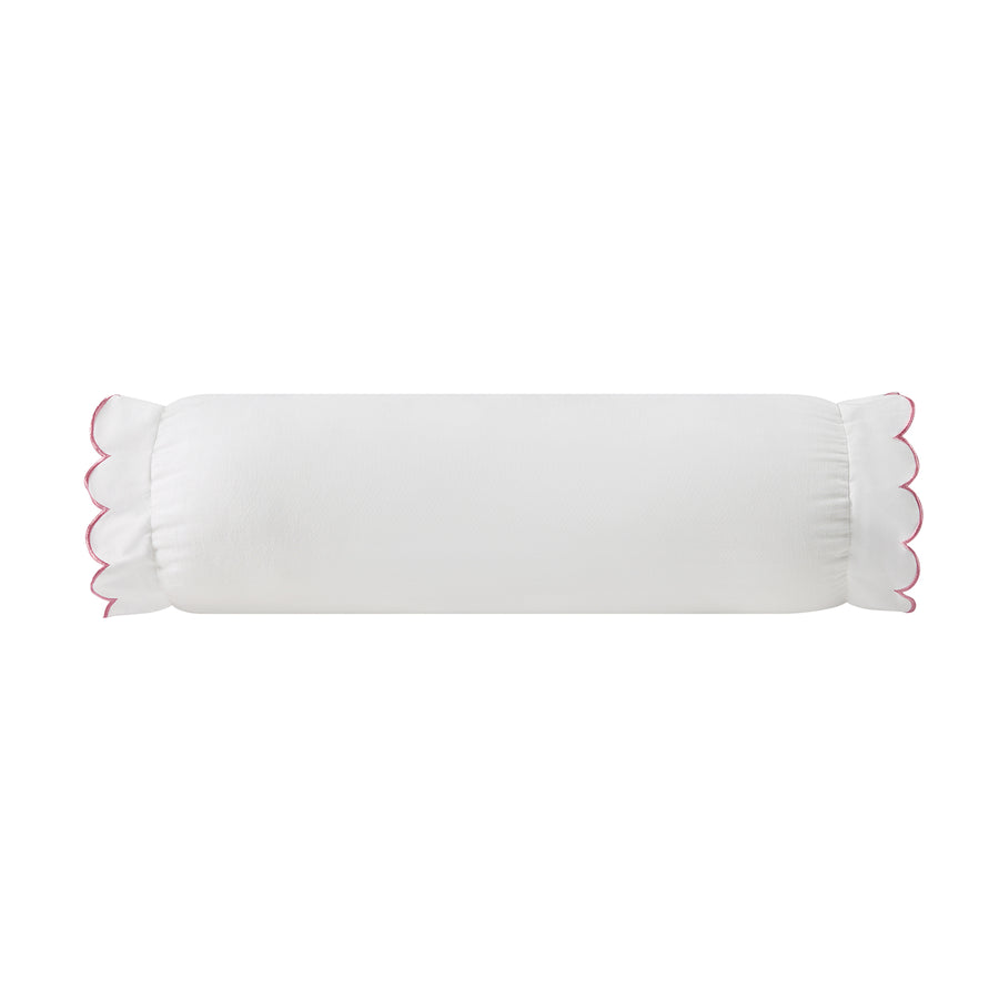 Margot Rose Pink Scallop Linen Blend Bolster Cushion