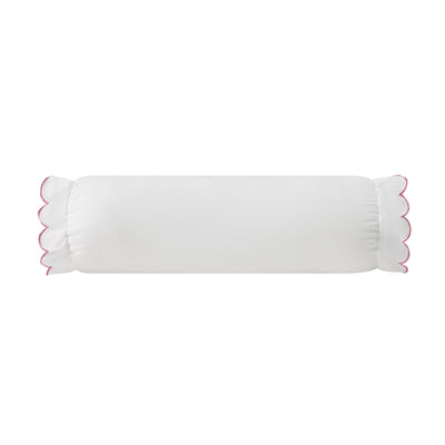 Margot Rose Pink Scallop Linen Blend Bolster Cushion