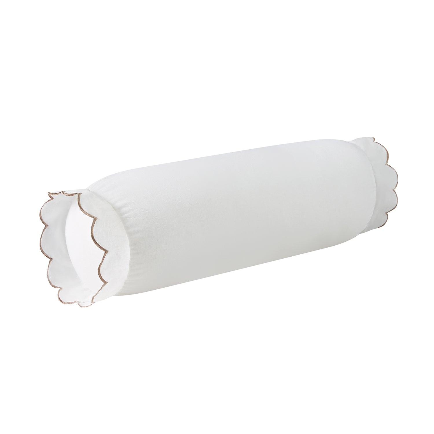 Margot Taupe Scallop Linen Blend Bolster Cushion