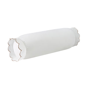 Margot Taupe Scallop Linen Blend Bolster Cushion