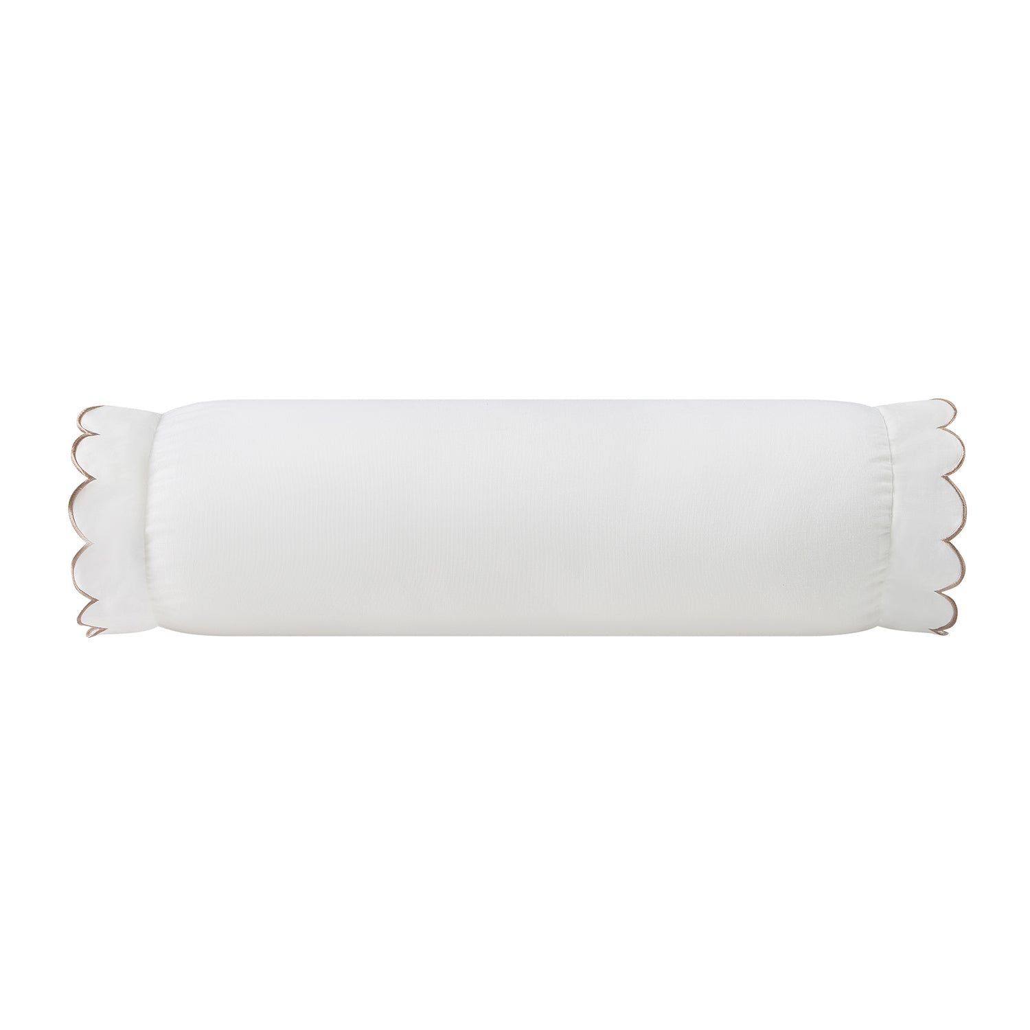 Margot Taupe Scallop Linen Blend Bolster Cushion