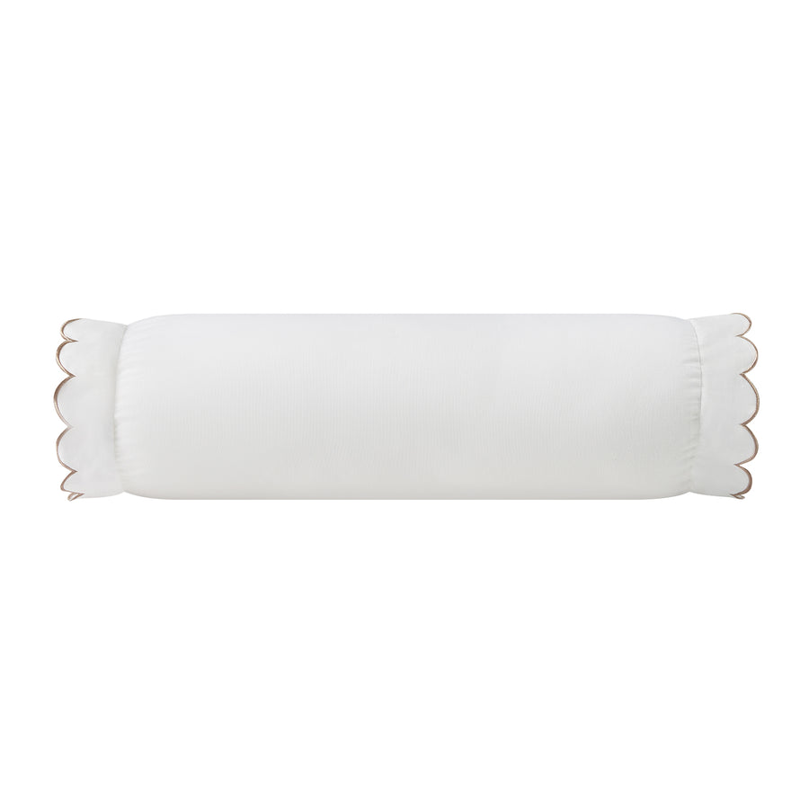 Margot Taupe Scallop Linen Blend Bolster Cushion