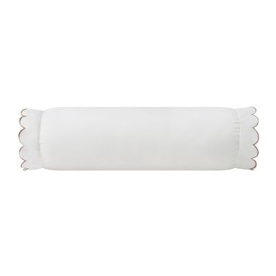 Margot Taupe Scallop Linen Blend Bolster Cushion