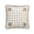 Matilda Beige Gingham Ruffle Floral Embroidered Linen Blend Cushion - daals