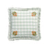 Matilda Sage Green Gingham Ruffle Floral Embroidered Linen Blend Cushion - daals