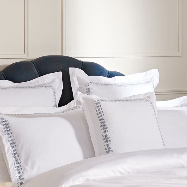 Milano Air Force Blue Knot Embroidered Cotton Cushion