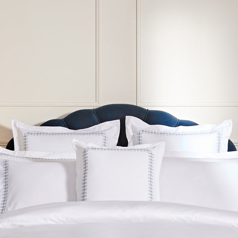 Milano Air Force Blue Knot Embroidered Cotton Cushion - daals