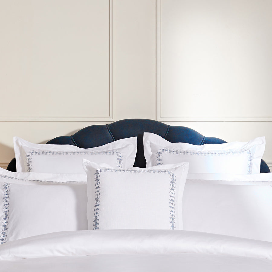 Milano Air Force Blue Knot Embroidered Cotton Cushion