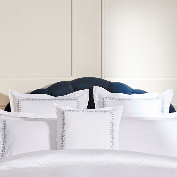 Milano Air Force Blue Knot Embroidered Cotton Cushion - daals