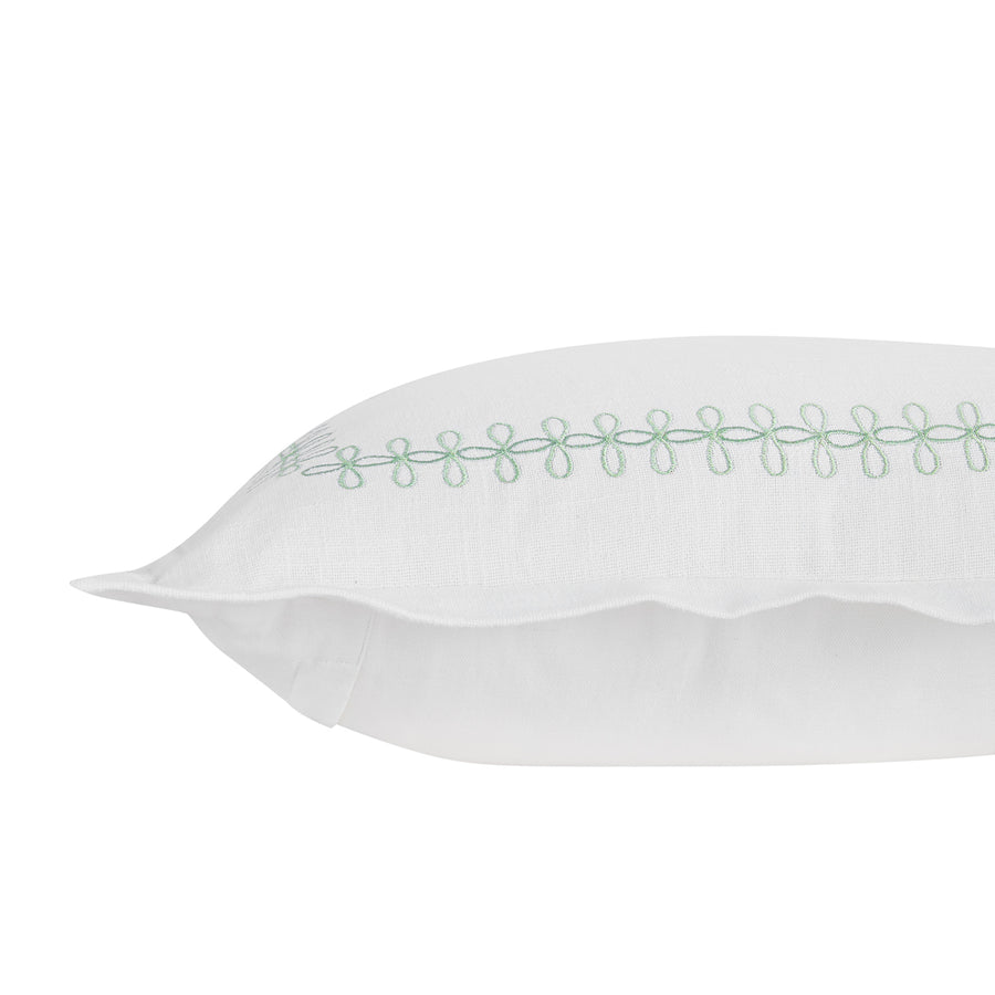 Milano Sea Spray Green Knot Embroidered Cotton Cushion