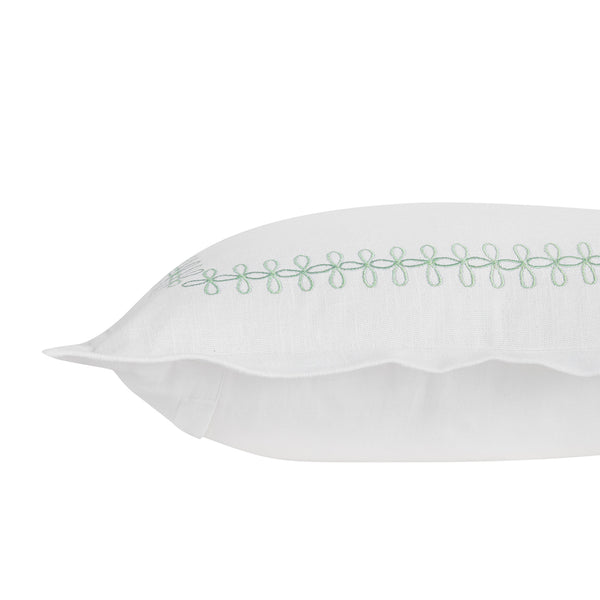 Milano Sea Spray Green Knot Embroidered Cotton Cushion