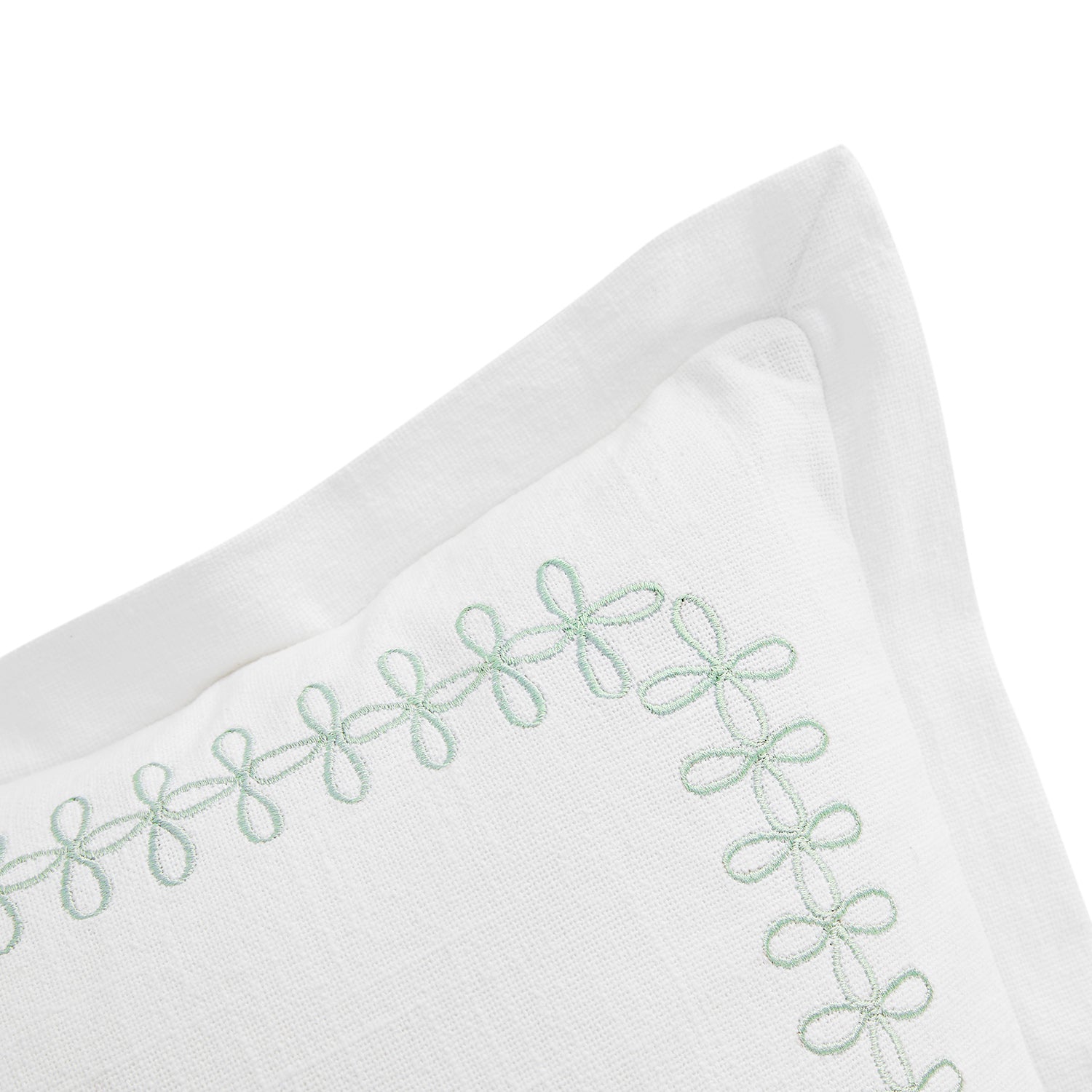Milano Sea Spray Green Knot Embroidered Cotton Cushion