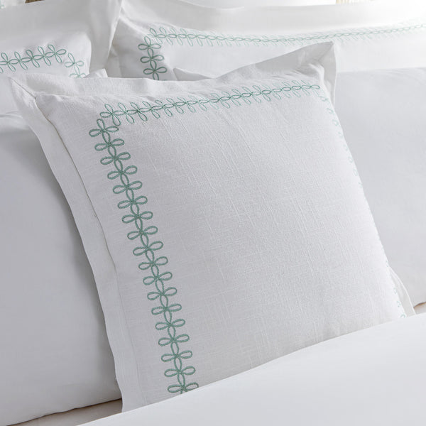 Milano Sea Spray Green Knot Embroidered Cotton Cushion